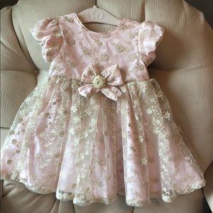 Pink with gold roses formal dress (12 months)